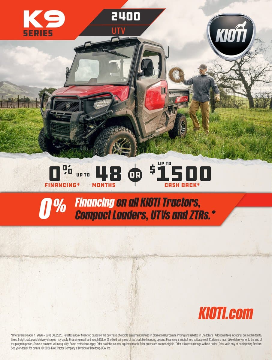 K9 2400 UTV Q2 Spring Savings
